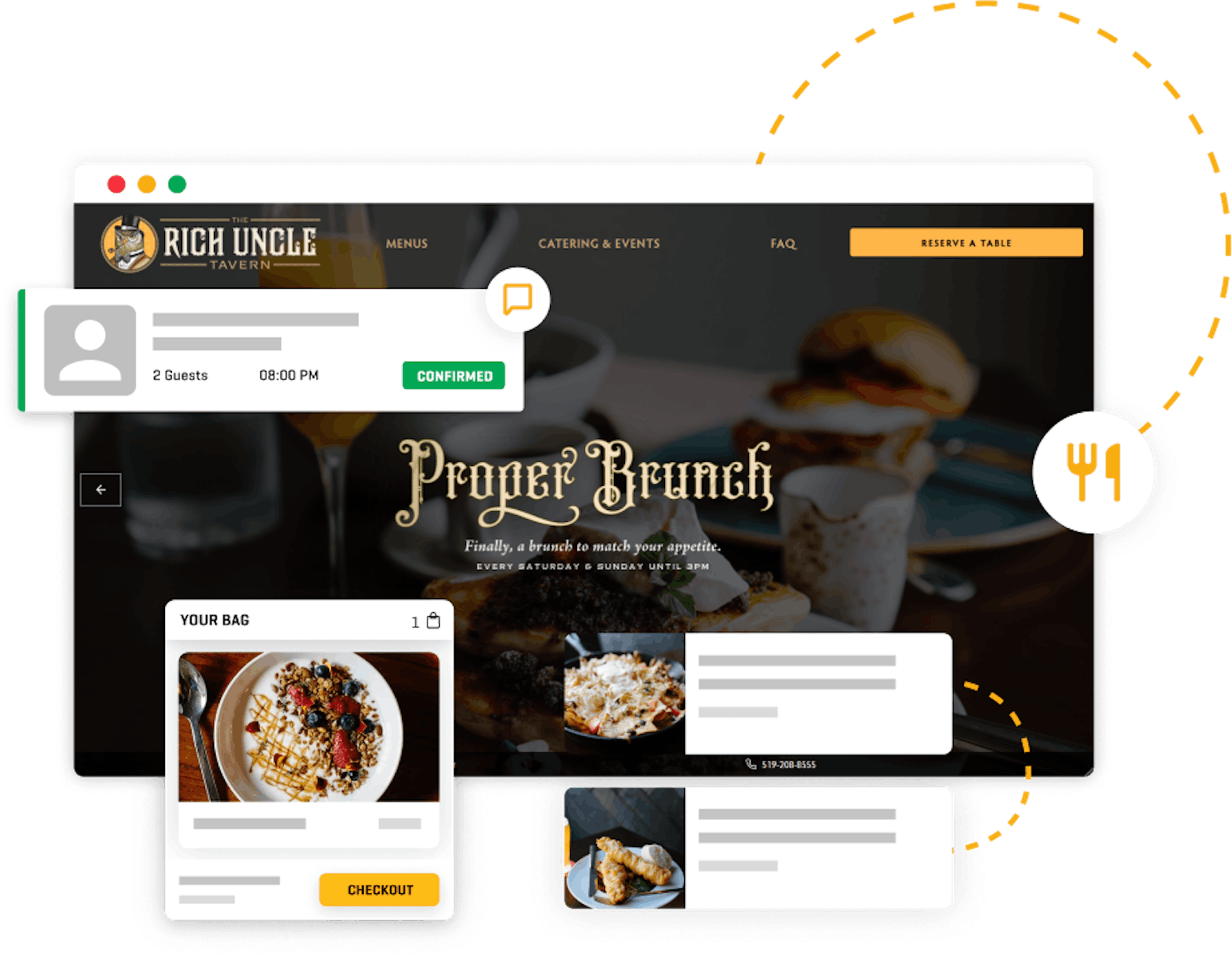 Full-service restaurant website online ordering system